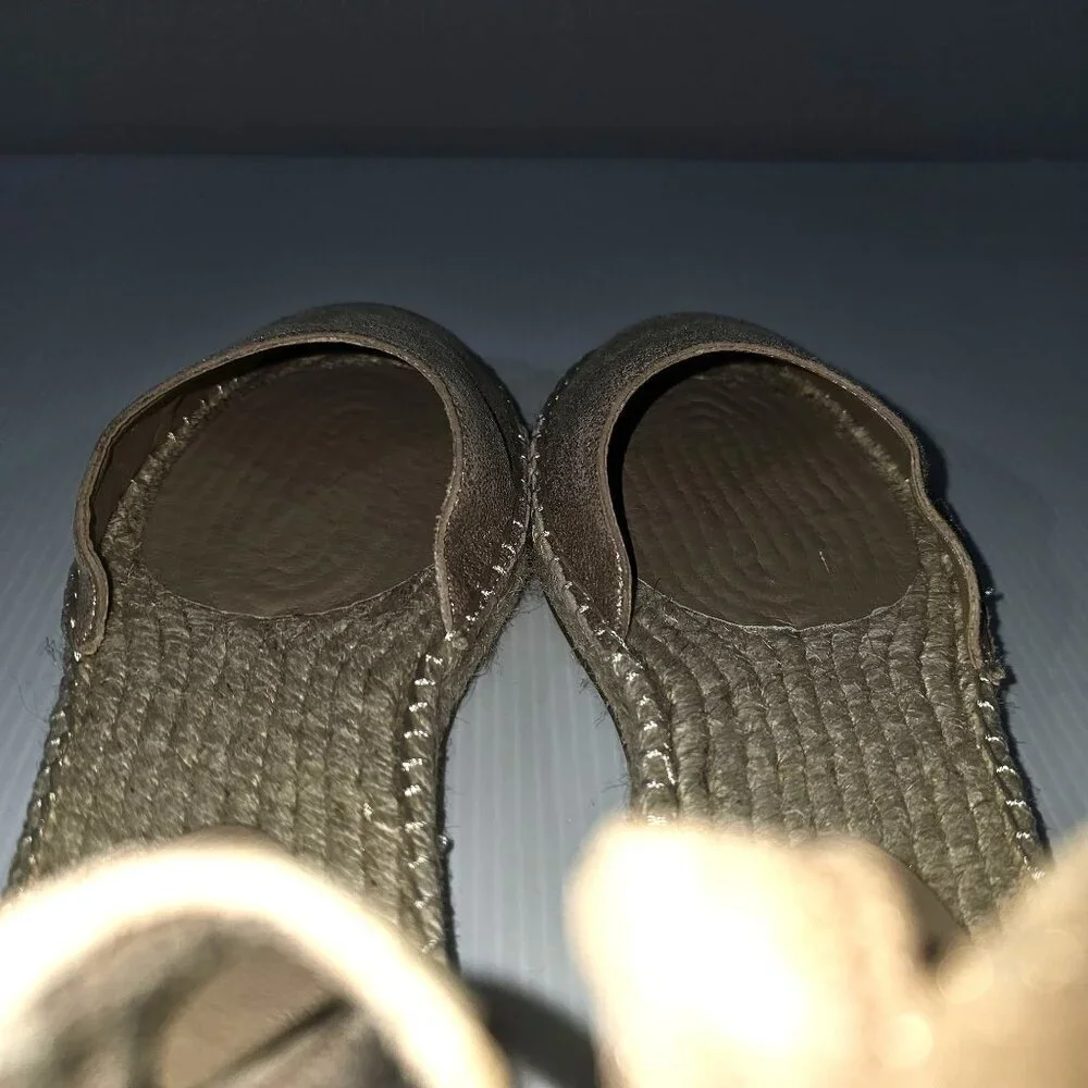 Eileen Fisher Lala Flat Espadrille Womens 8.5 Tan Metallic Leather Sandal NEW
